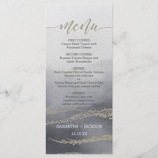 Awash Elegant Watercolor dans le menu Mariage Smok (Devant)