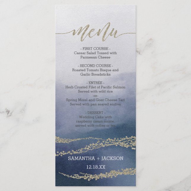 Awash Elegant Watercolor dans le menu Mariage Surf (Devant)