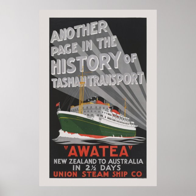 Awatea New Zealand Poster vintage 1930 (Devant)