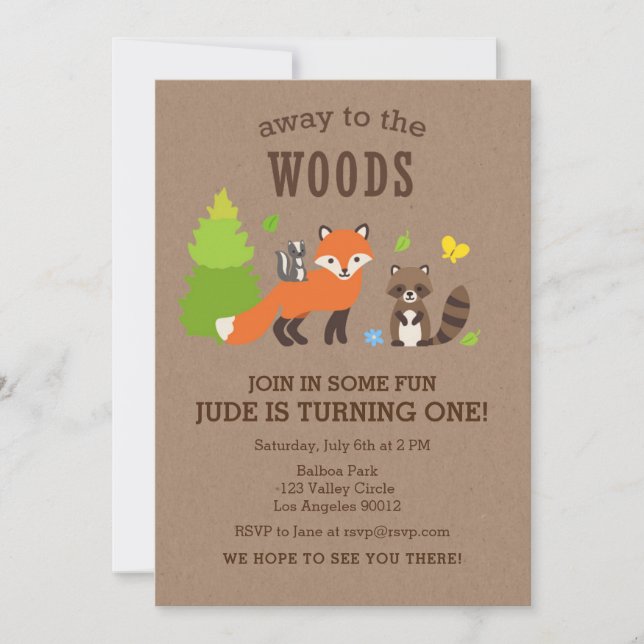 Away to the Woods Birthday Boy Invitation (Devant)