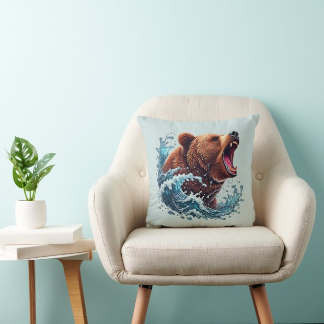 Awesome ours brun cabine amoureux coussin (Chaise)