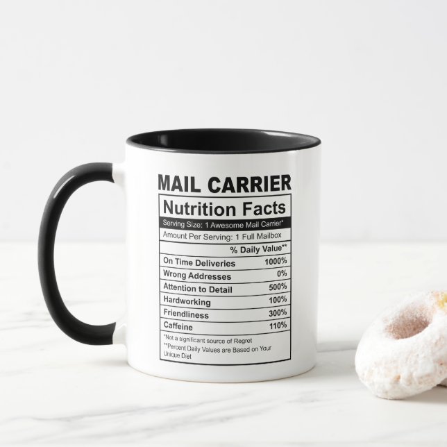 Awsome Mail Carrier Funny Nutrition Facts Mug (Avec donut)