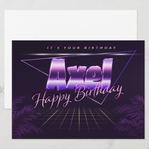 Axel prénom nom carte rétro lilas anniversaire