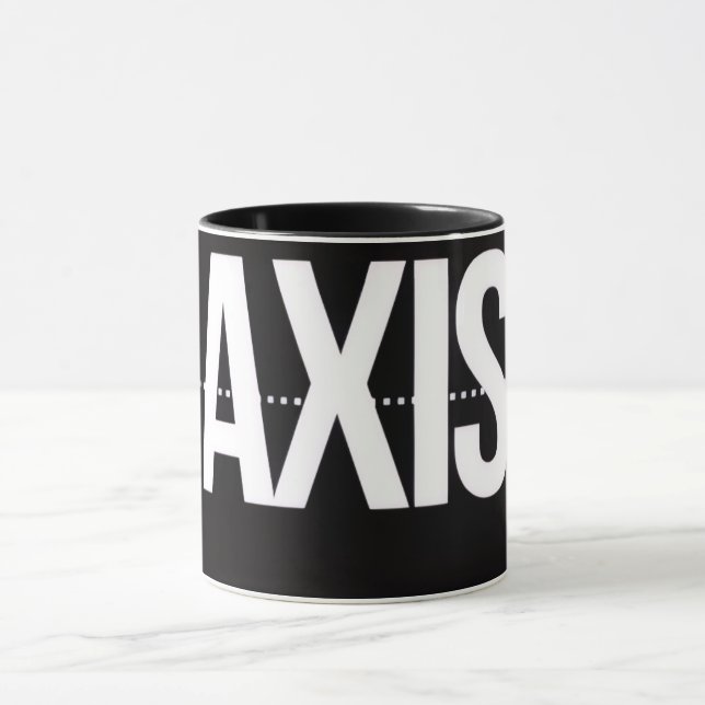 Axis Minimalist Black Mug – Clean Typography Motiv (Centre)