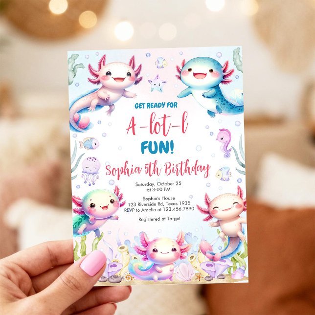 Axolotl Alotl Fun Birthday Party Invitation (Créateur téléchargé)