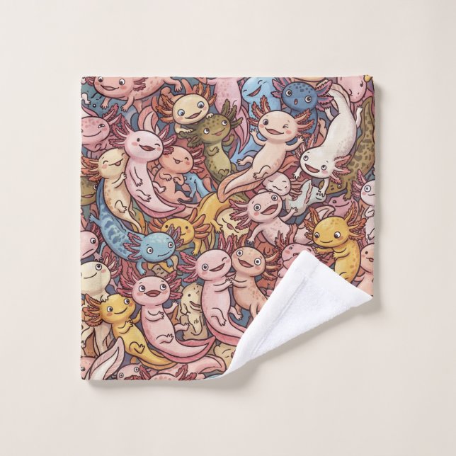 Axolotl Cuddle Crowd – Whimsical Smiles Everywhere (Gant de toilette)