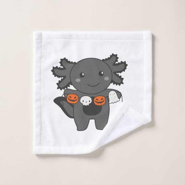 Axolotl Happy Halloween Citrouille Chat costume (Gant de toilette)