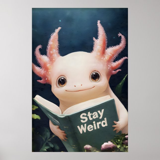 Axolotl lisant reste bizarre impression de livre m (Devant)