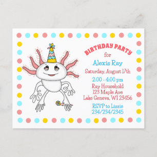Axolotl Thème Anniversaire Invitations