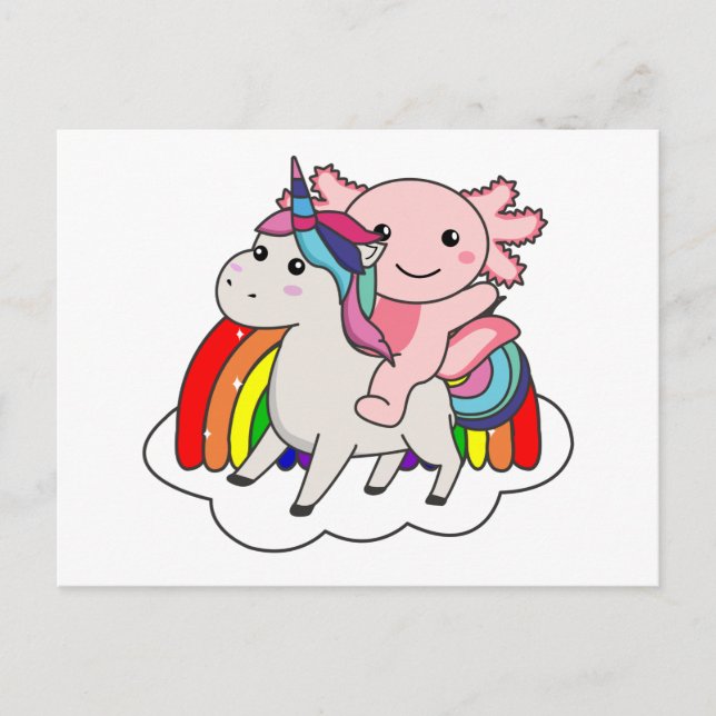Axolotl Unicorn Rainbow Animaux Unicorns Carte pos (Devant)