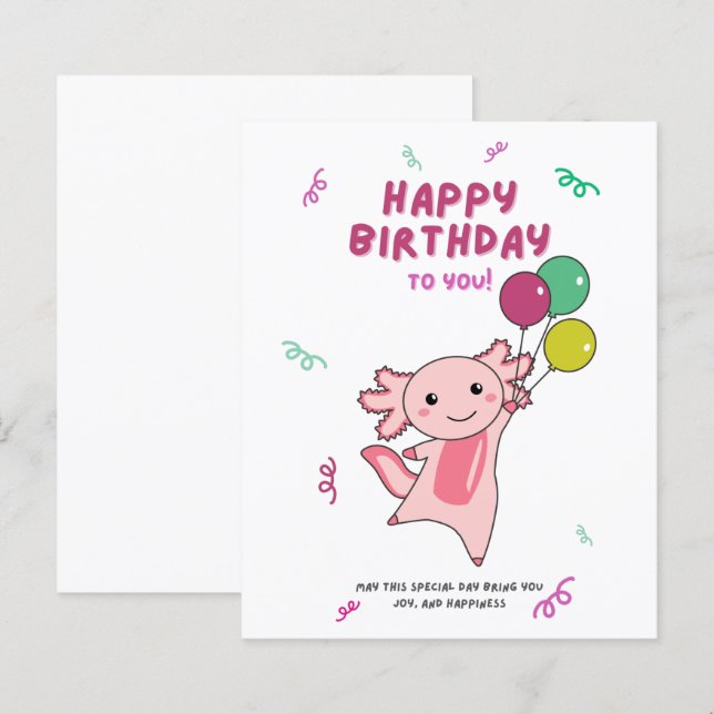 Axolotl Vous Souhaite Bon Anniversaire Axolotls (Devant / Derrière)
