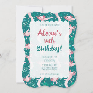 Axolotles roses Alotta sur invitation Turquoise