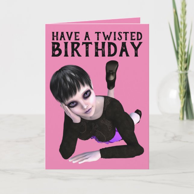 AYEZ UN ANNIVERSAIRE TORDU, CARTES DE FILLES EMO (Devant)