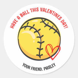 Ayez un Ball Softball Valentines Stickers Day