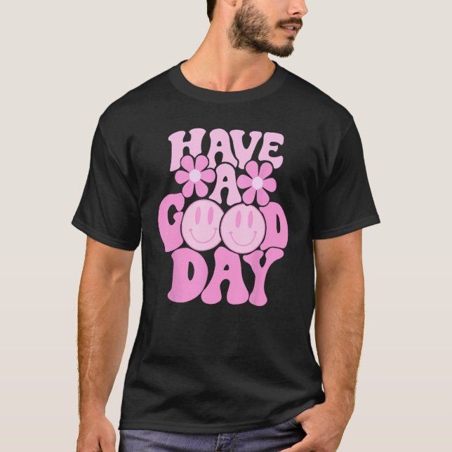 Ayez Un Bon Jour Rétro Tshirt - Smile Face Preppy  (Devant)