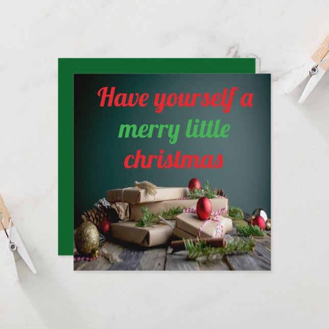 Ayez un joyeux petit Noël carte (Devant/Arrière en situation)