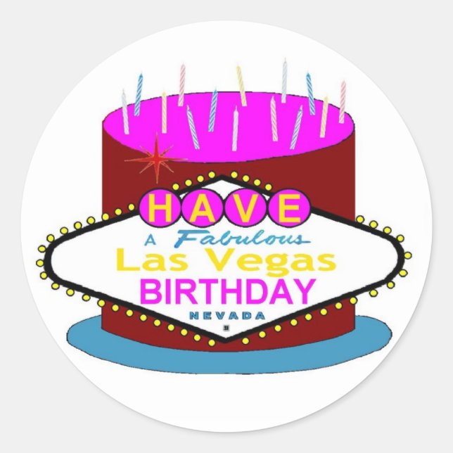 Ayez Un Sticker Fabuleux Las Vegas Birthday Cake (Devant)