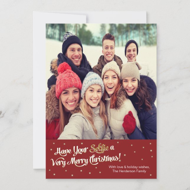 Ayez Votre Selfie Très Joyeux Carte de Noël Rouge (Devant)