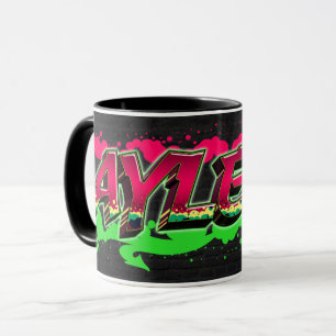 Ayleen prénom Graffiti red Tasse verte