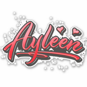 Ayleen red heart graffiti Autocollants
