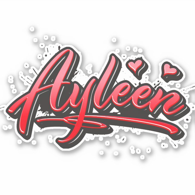 Ayleen red heart graffiti Autocollants (Devant)