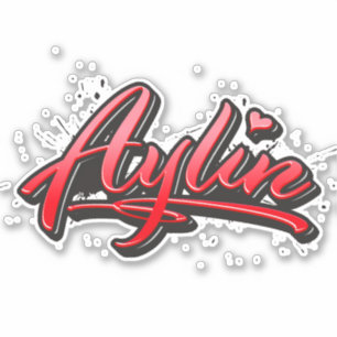 Aylin autocollant sticker coeur rouge graffiti