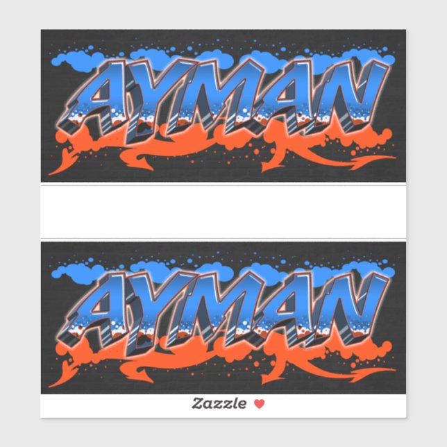 Ayman prénom Nom Graffiti Autocollant Autocollant (Feuille)