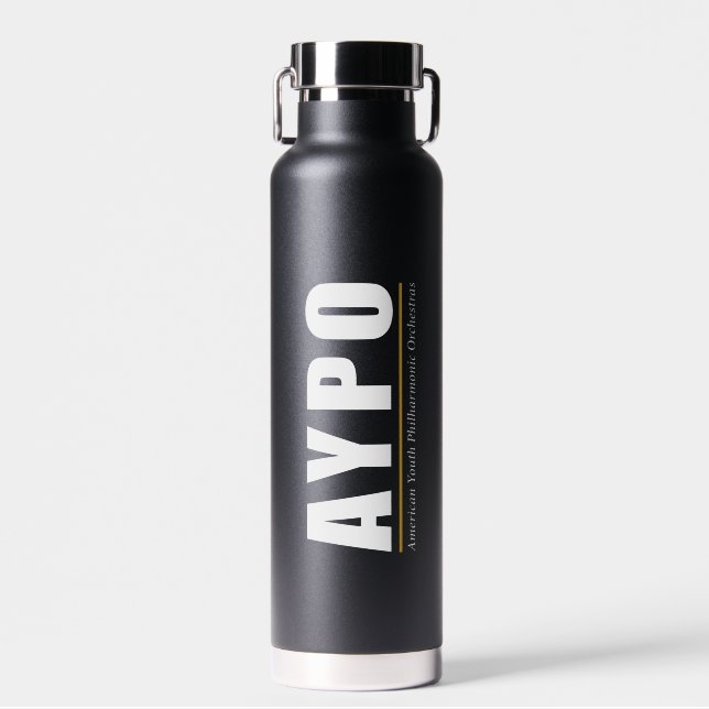 AYPO Bouteille d'eau Noir avec logo blanc (Avant)