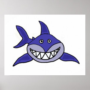 AZ - Poster de dessin animé de requin souriant