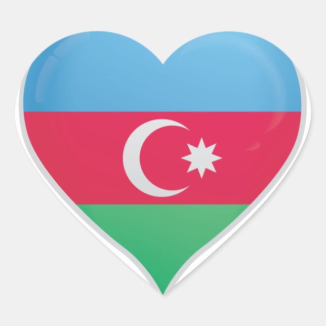 Azerbaïdjan amour drapeau orgueil autocollant coeu (Devant)