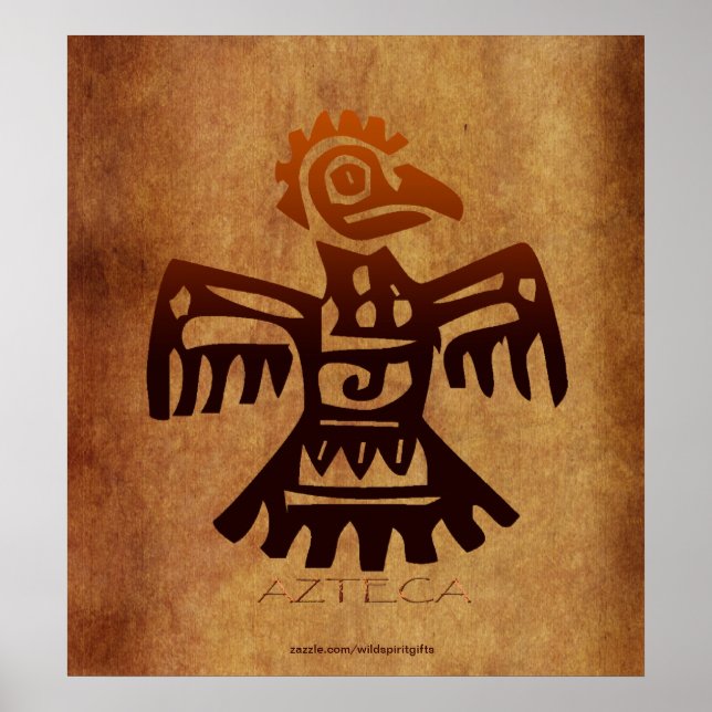 AZTEC ~ Amaranth Mexican Bird Spirit Art Poster (Devant)