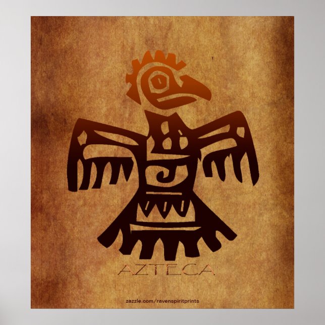 AZTEC ~ Amaranth Mexican Bird Spirit Art Poster (Devant)