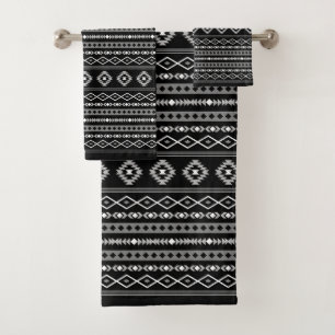 Aztec Blanc Gris Noir Motifs Mix Motif Rpt
