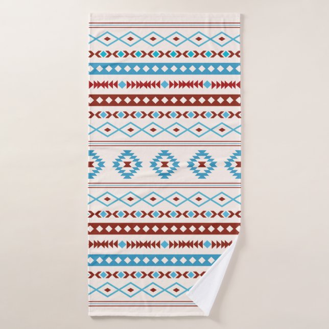 Aztec Blues Crème Rouge Motifs Mixtes Motif (Serviette de bain)