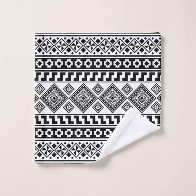 Aztec Boho, Motif tribal géométrique noir blanc (Gant de toilette)