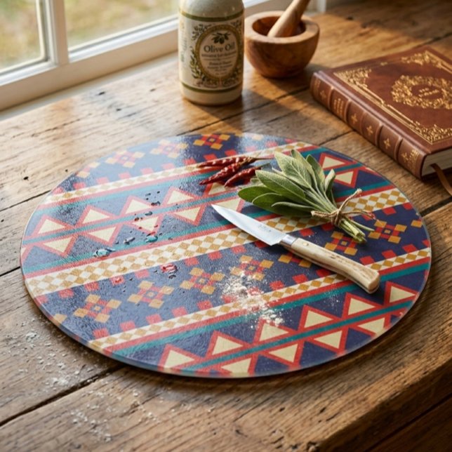 Aztec Elegance | Planche à découper en verre (Créateur téléchargé)