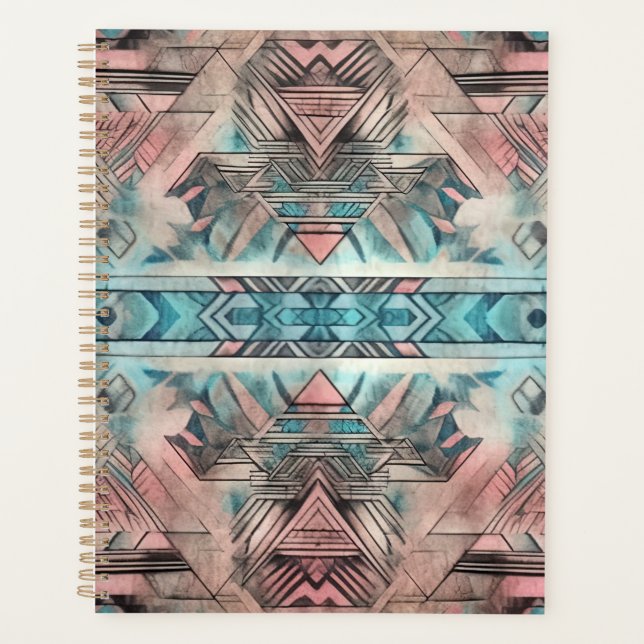 Aztec Sud-Ouest Pastel Rose Et Bleu (Devant)
