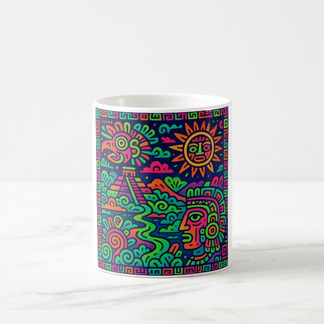 Aztec Sunrise - Neon Mayan Mug (Centre)