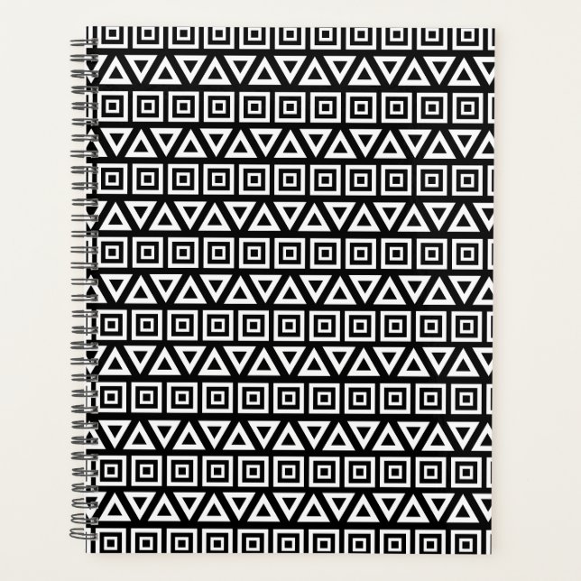 Aztec Triangles+Motif Carré blanc sur noir (Devant)