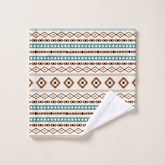 Aztec Turquoise Terracotta Crème Noire Mixte Motif (Gant de toilette)