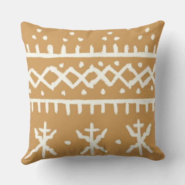 Aztèque Africain Ancien Motif Jeu Oreiller (Verso)