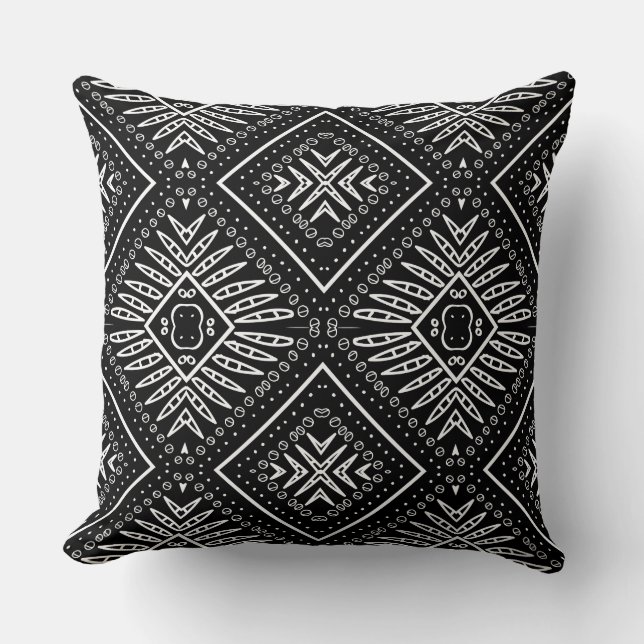 Aztèque noir/blanc africain Imprimer Coussin réver (Recto)