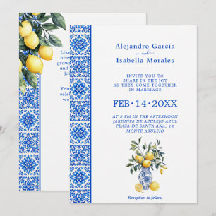  💙🍋Azul & Limone Romance   – Invitation Classiqu