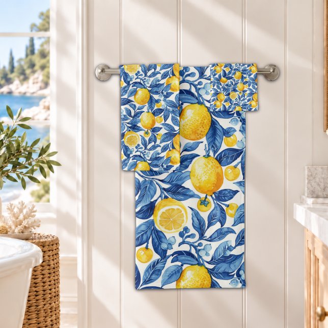 Azulejo Citrons Feuilles Bleues  (Créateur téléchargé)