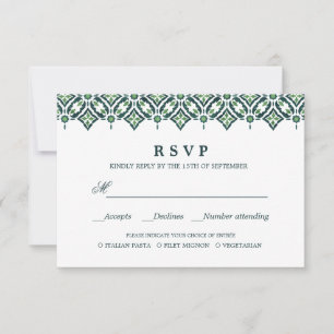 Azulejo vert   CHOIX DE REPAS DE MARIAGE RSVP