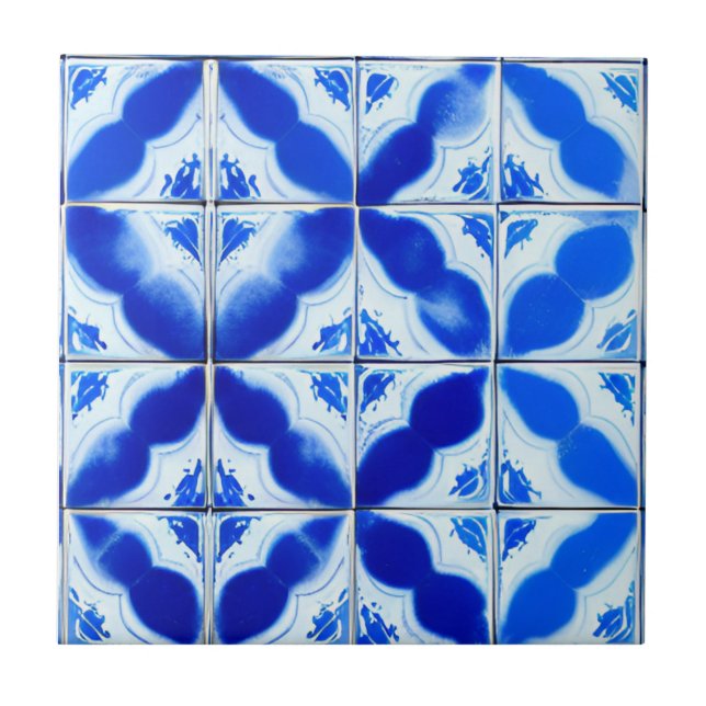azulejos carreaux d'art géométrique bleu (Devant)