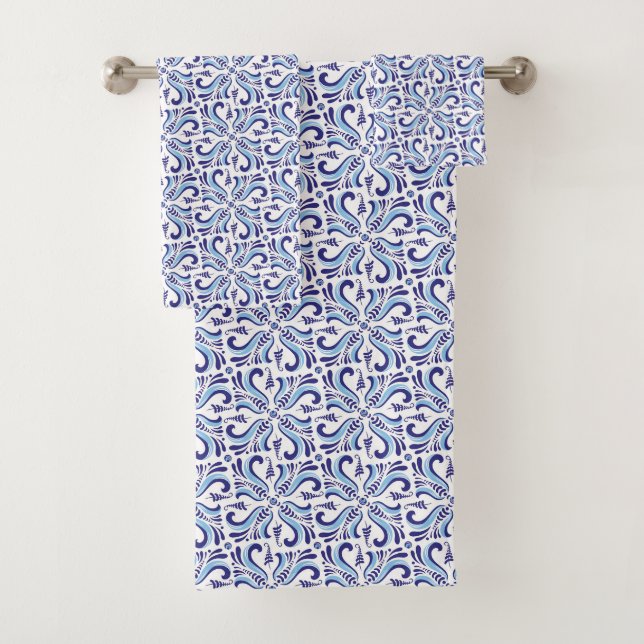 Azulejos Motif Floral Bleu (En situation)
