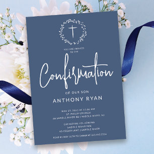 Azure Blessings Boys Confirmation Invitation