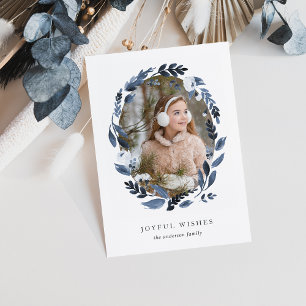 Azure Wreath Holiday Carte photo