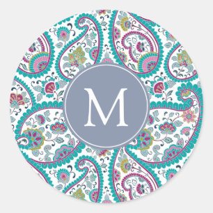 B Autocollant de monogramme Motif Perse Boteh Pais